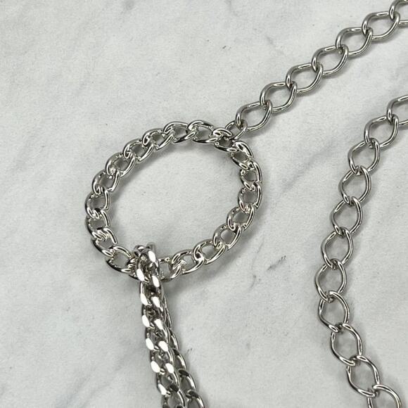 Silver Tone Open Circle Hoop Metal Chain Link Belt Y2K Festival ✨ - Picture 6 of 12
